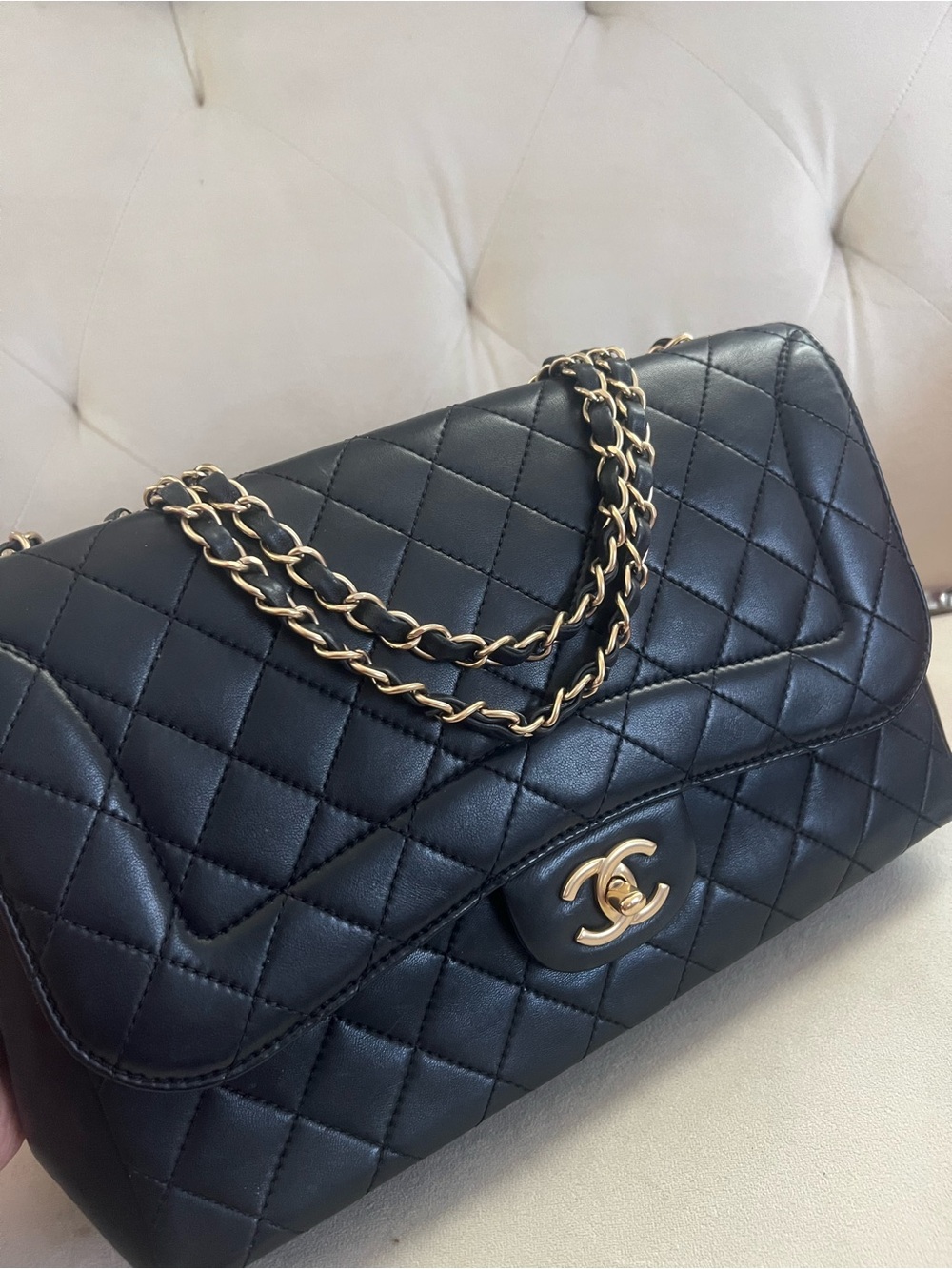 Chanel Quilted Lambskin Mademoiselle Chic Flap Jumbo Size Black Gold hardware - Picture 3 of 14